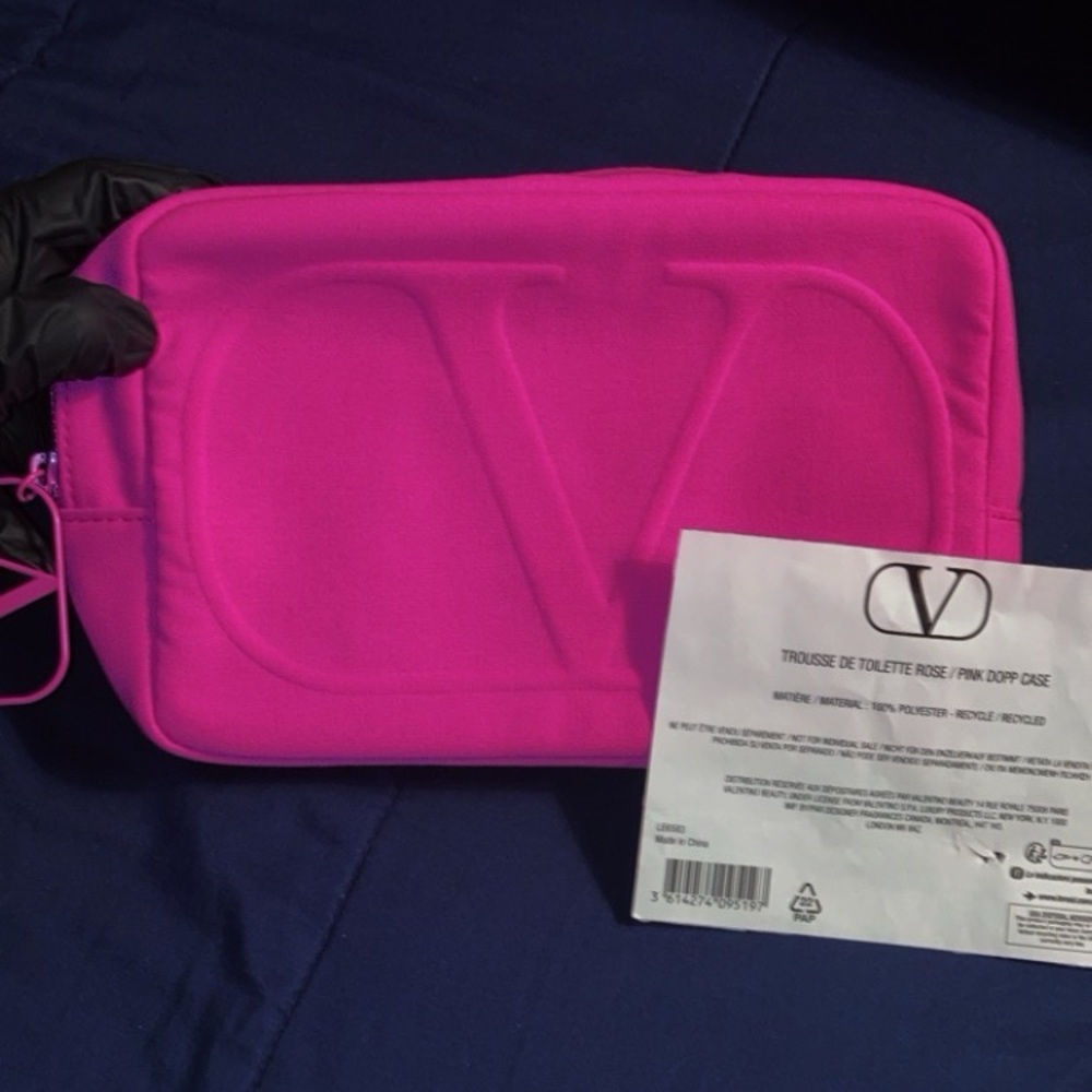 NEW VALENTINO Beauty Travel Pouch /+Cardholder In Fuchsia Pink. 2pc set !! New